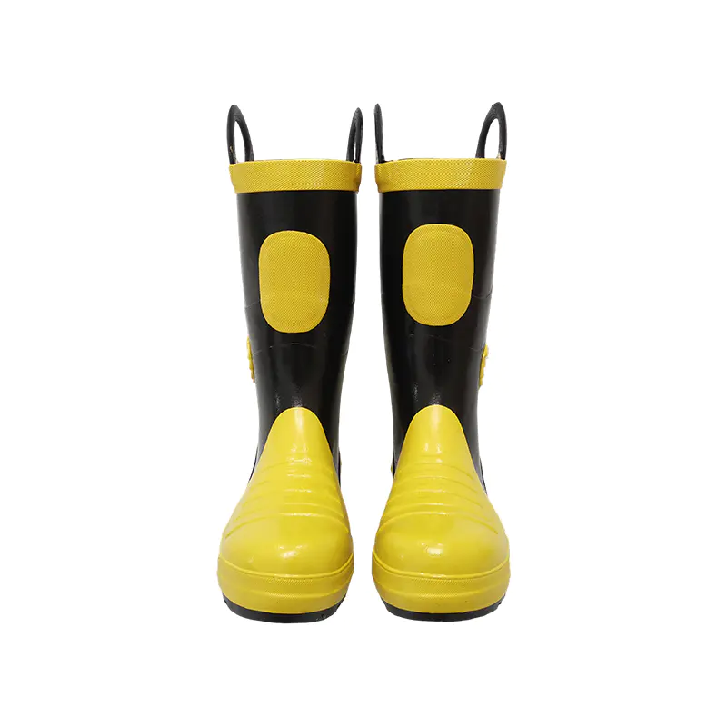 Botas de borracha para bombeiro, alça de borracha, tampa de aço, entressola de aço